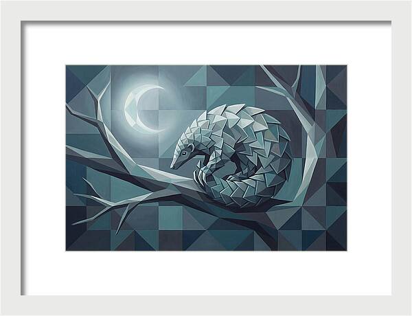 Curled Pangolin Under Moonlight