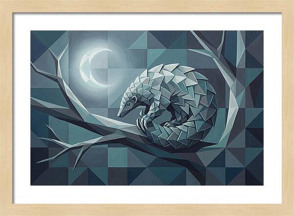 Curled Pangolin Under Moonlight