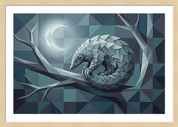 Curled Pangolin Under Moonlight
