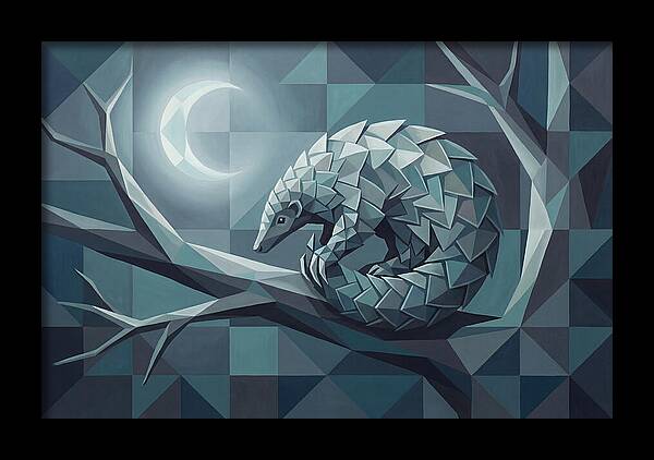 Curled Pangolin Under Moonlight