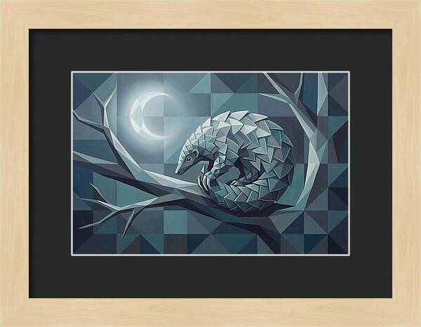 Curled Pangolin Under Moonlight
