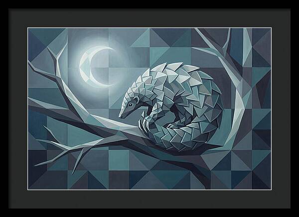 Curled Pangolin Under Moonlight