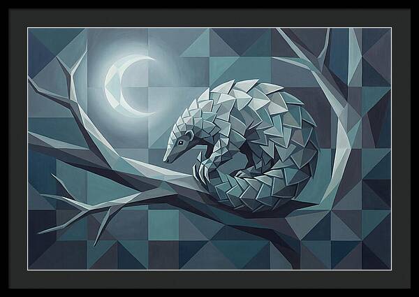 Curled Pangolin Under Moonlight