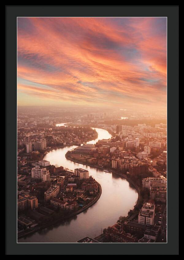 Curved River Through Cityscape