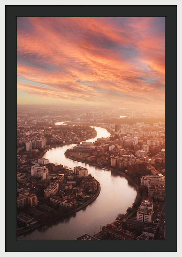 Curved River Through Cityscape