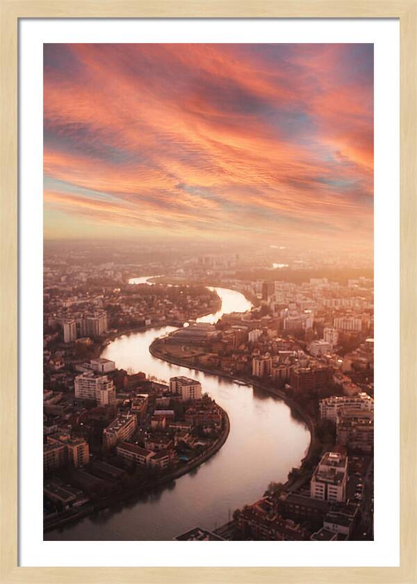 Curved River Through Cityscape