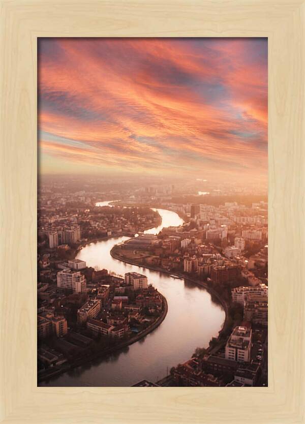 Curved River Through Cityscape