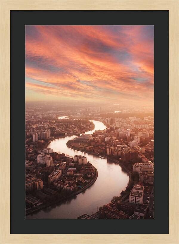 Curved River Through Cityscape