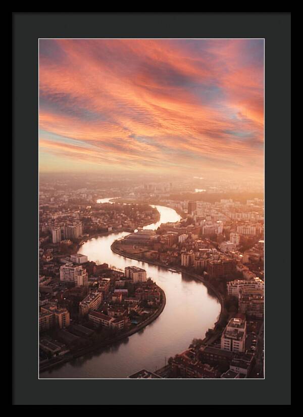 Curved River Through Cityscape