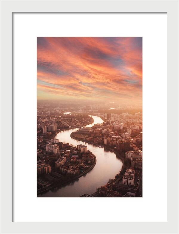 Curved River Through Cityscape