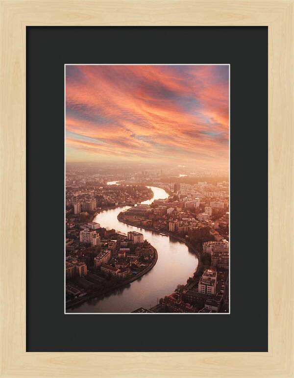 Curved River Through Cityscape