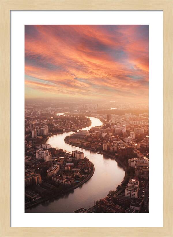 Curved River Through Cityscape