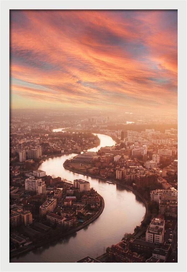 Curved River Through Cityscape