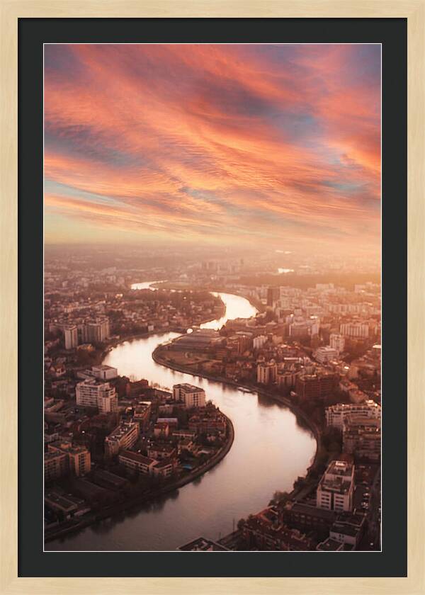 Curved River Through Cityscape