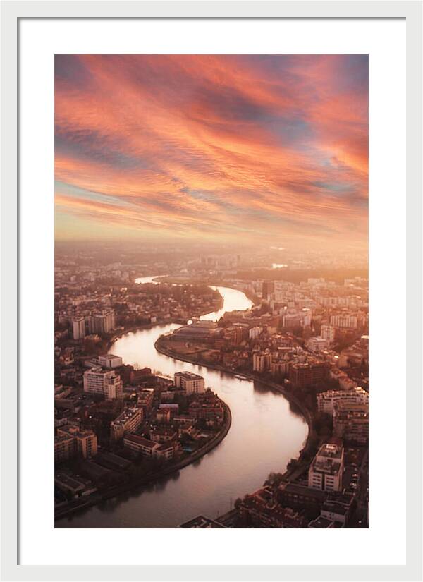 Curved River Through Cityscape