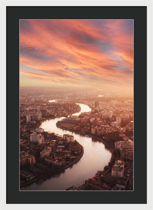Curved River Through Cityscape