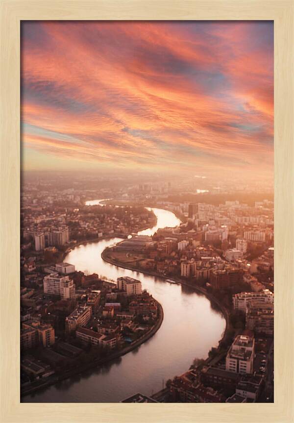 Curved River Through Cityscape
