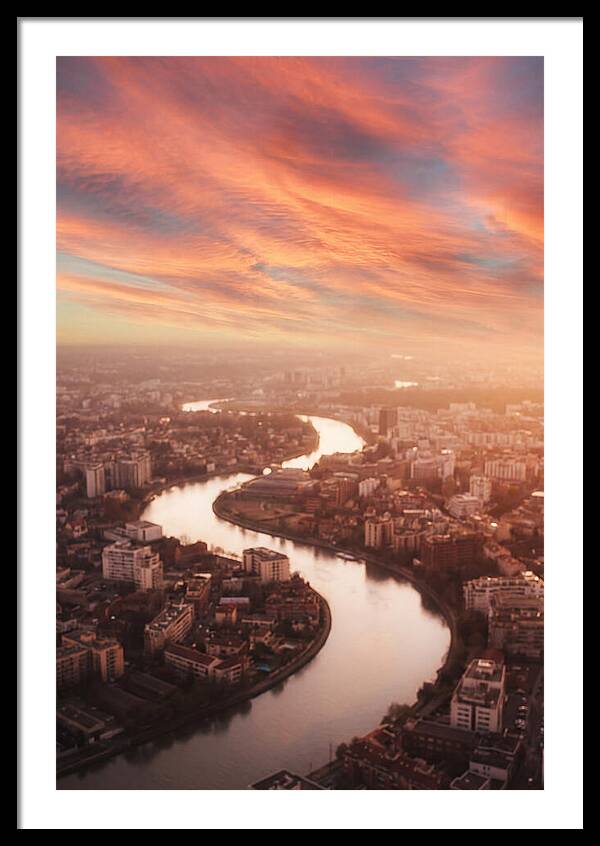 Curved River Through Cityscape