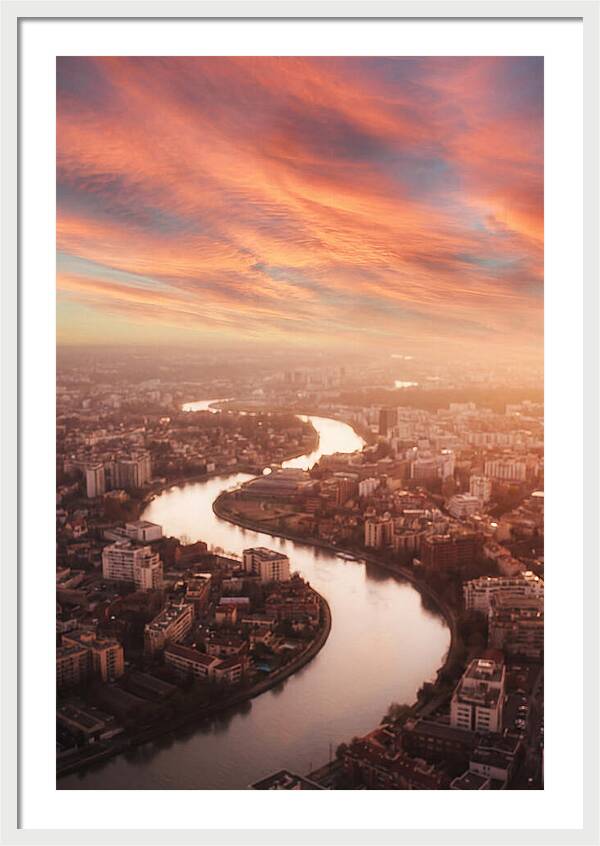 Curved River Through Cityscape