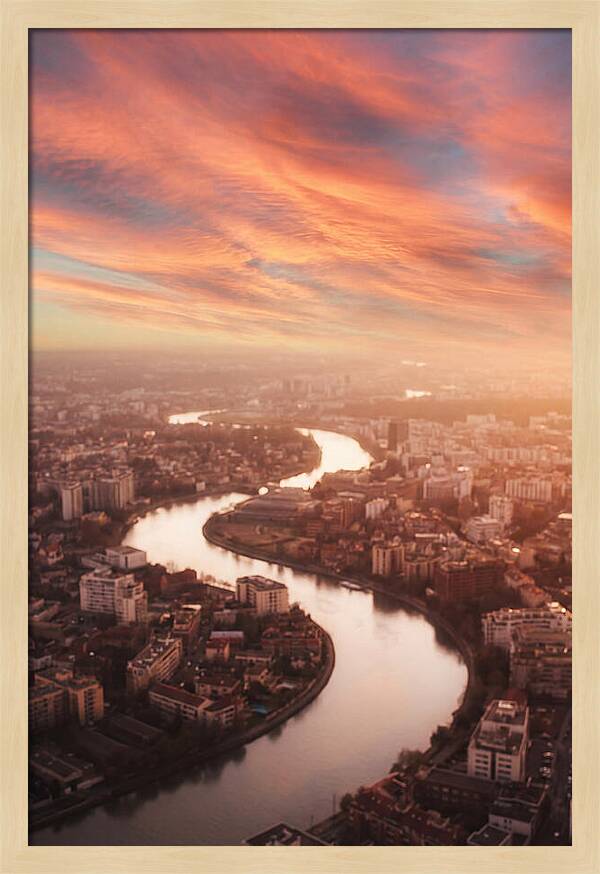 Curved River Through Cityscape