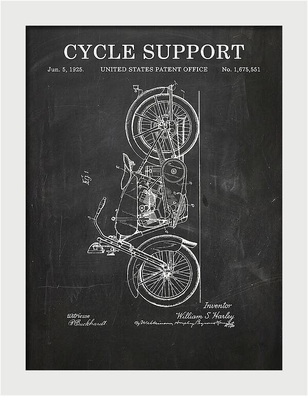 Cycle Support Harley Davidson Chalkboard Patent Us1675551a