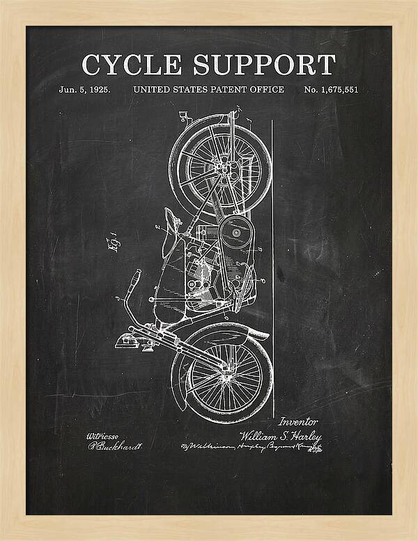 Cycle Support Harley Davidson Chalkboard Patent Us1675551a