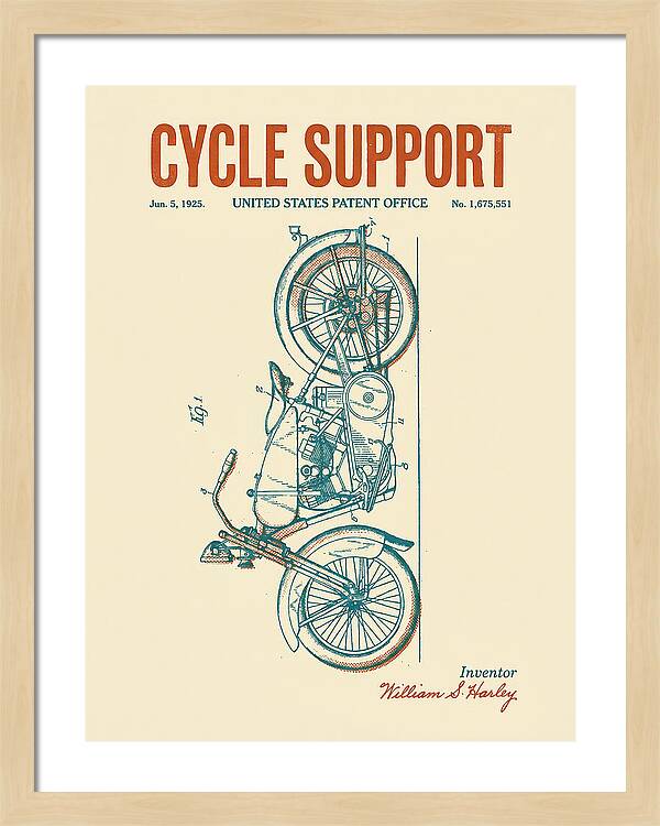 Cycle Support Harley Davidson Retro Patent Us1675551a