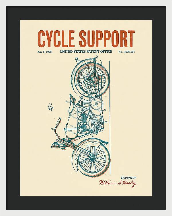 Cycle Support Harley Davidson Retro Patent Us1675551a
