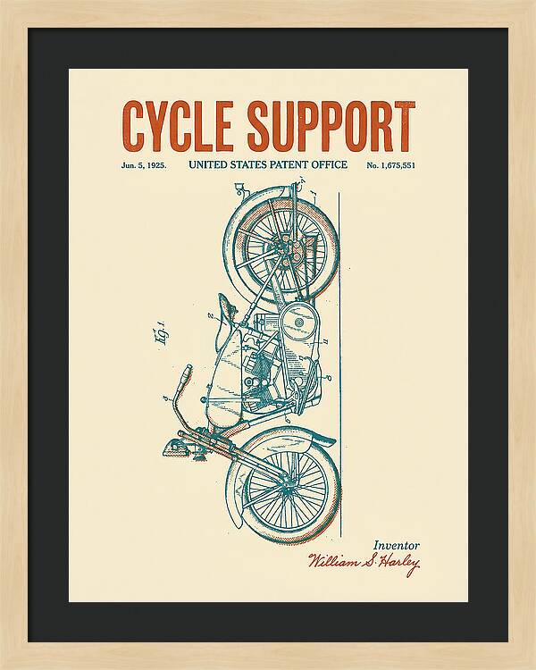 Cycle Support Harley Davidson Retro Patent Us1675551a