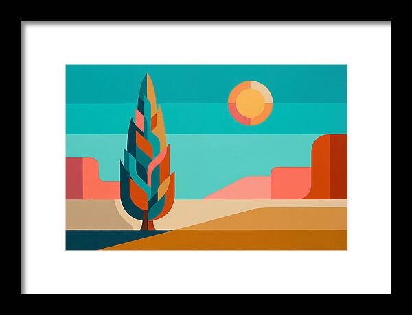Cypress Tree Against Vibrant Landscape