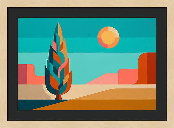 Cypress Tree Against Vibrant Landscape