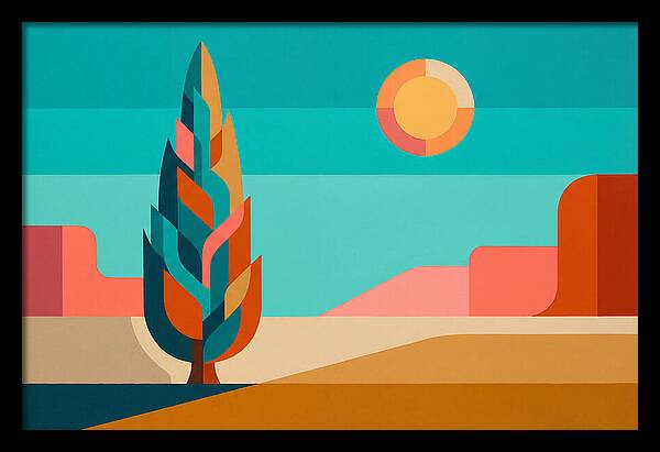 Cypress Tree Against Vibrant Landscape