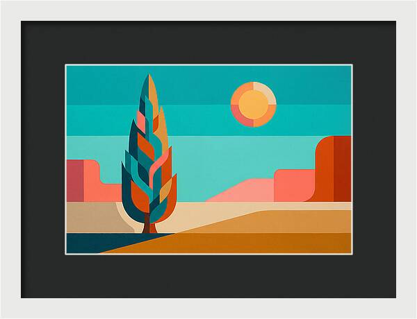 Cypress Tree Against Vibrant Landscape