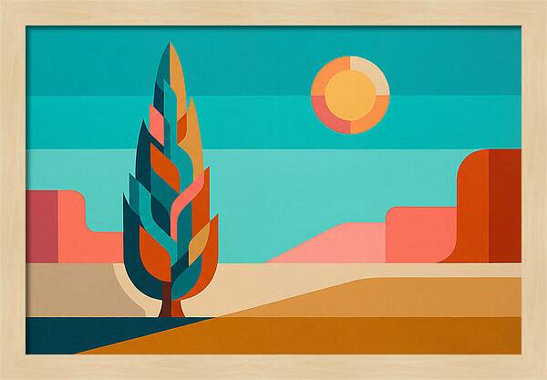 Cypress Tree Against Vibrant Landscape