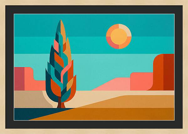 Cypress Tree Against Vibrant Landscape