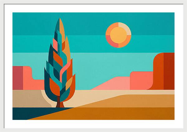 Cypress Tree Against Vibrant Landscape