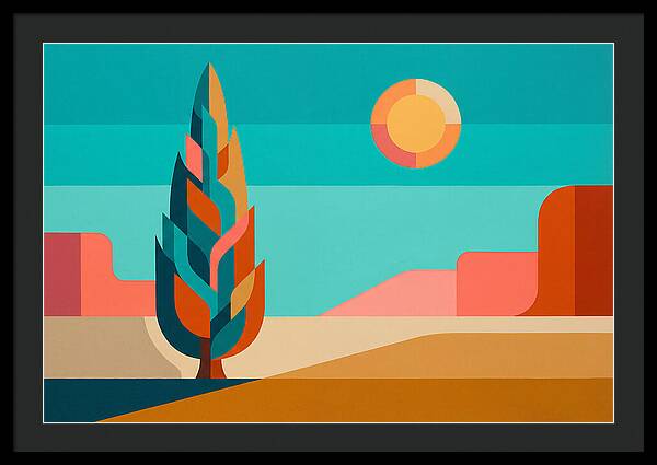 Cypress Tree Against Vibrant Landscape