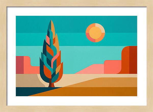 Cypress Tree Against Vibrant Landscape