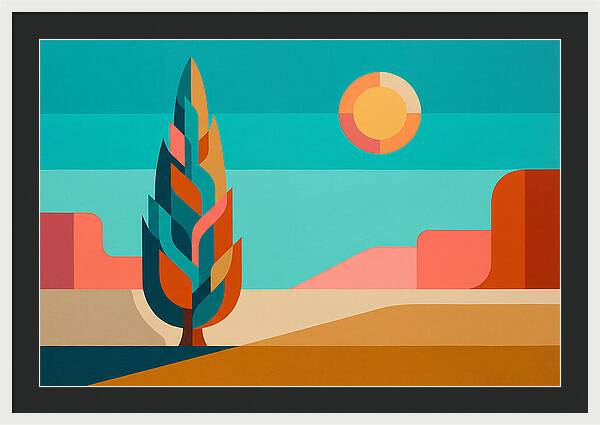 Cypress Tree Against Vibrant Landscape