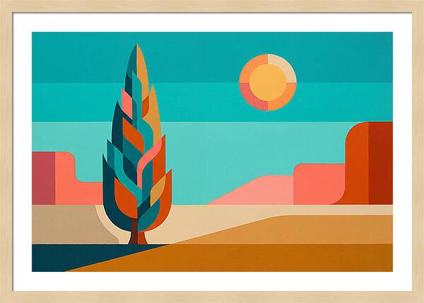 Cypress Tree Against Vibrant Landscape
