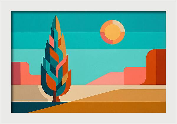 Cypress Tree Against Vibrant Landscape