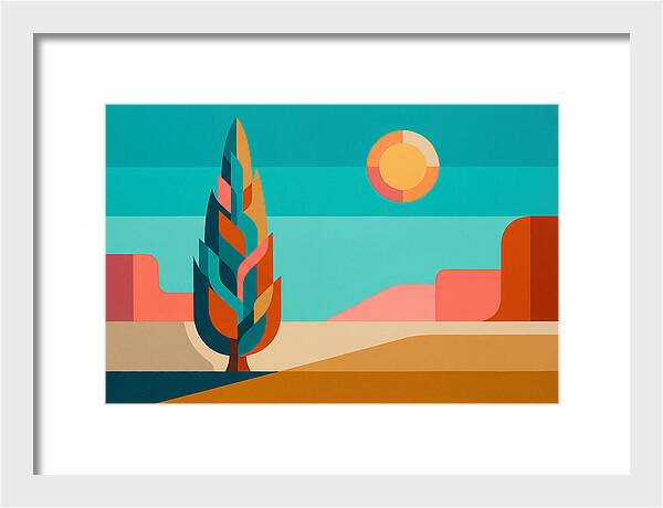 Cypress Tree Against Vibrant Landscape