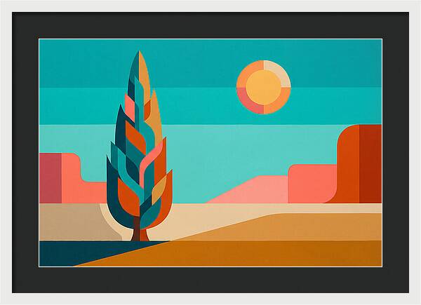 Cypress Tree Against Vibrant Landscape