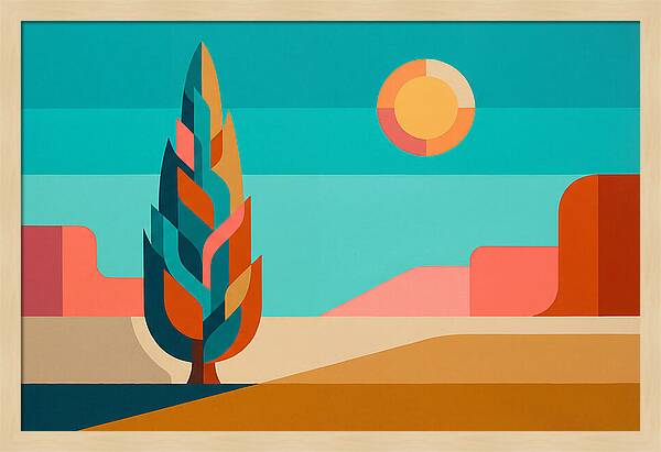 Cypress Tree Against Vibrant Landscape
