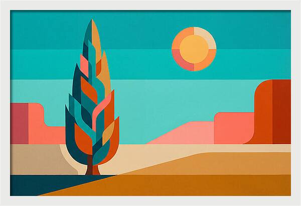 Cypress Tree Against Vibrant Landscape