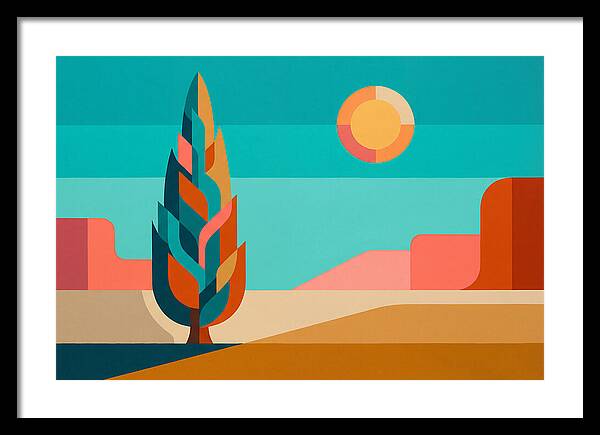 Cypress Tree Against Vibrant Landscape