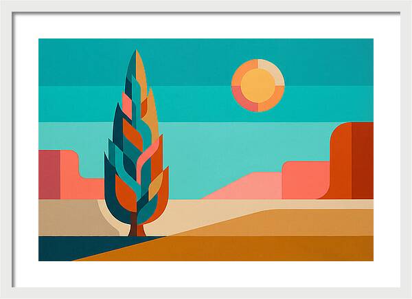Cypress Tree Against Vibrant Landscape