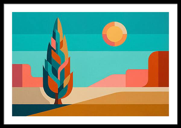 Cypress Tree Against Vibrant Landscape