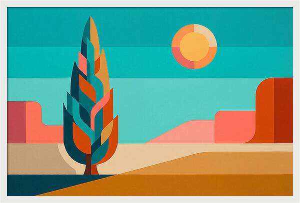 Cypress Tree Against Vibrant Landscape