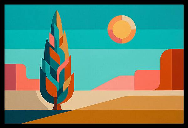 Cypress Tree Against Vibrant Landscape